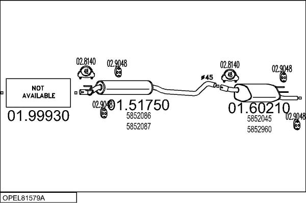 MTS OPEL81579A001840 - Impianto gas scarico autozon.pro