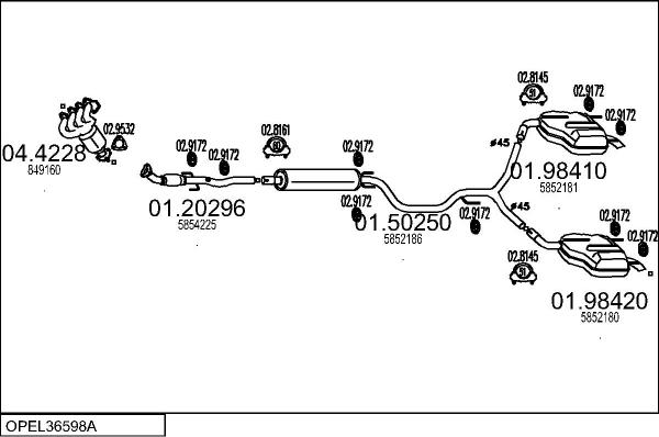 MTS OPEL36598A017936 - Impianto gas scarico autozon.pro