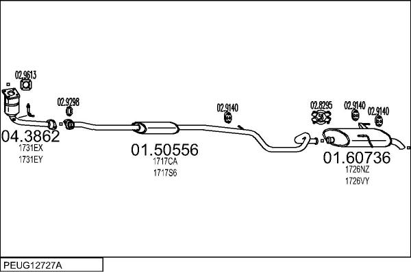 MTS PEUG12727A059950 - Impianto gas scarico autozon.pro