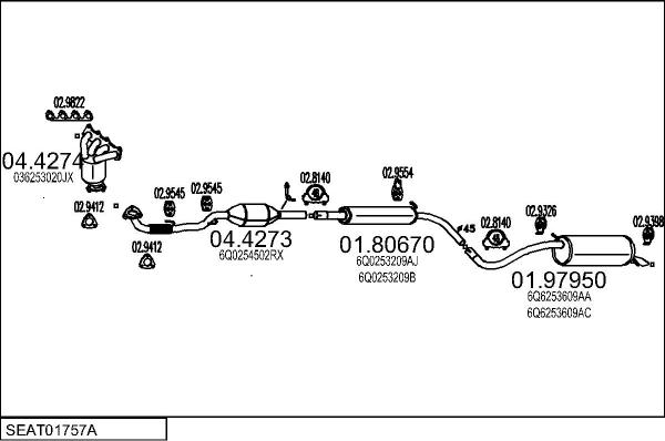 MTS SEAT01757A133075 - Impianto gas scarico autozon.pro