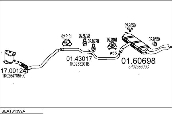 MTS SEAT31399A017903 - Impianto gas scarico autozon.pro