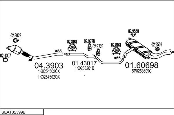 MTS SEAT32399B017903 - Impianto gas scarico autozon.pro