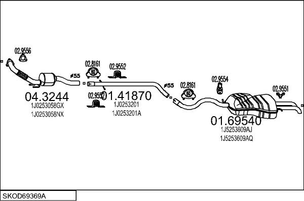 MTS SKOD69369A023268 - Impianto gas scarico autozon.pro
