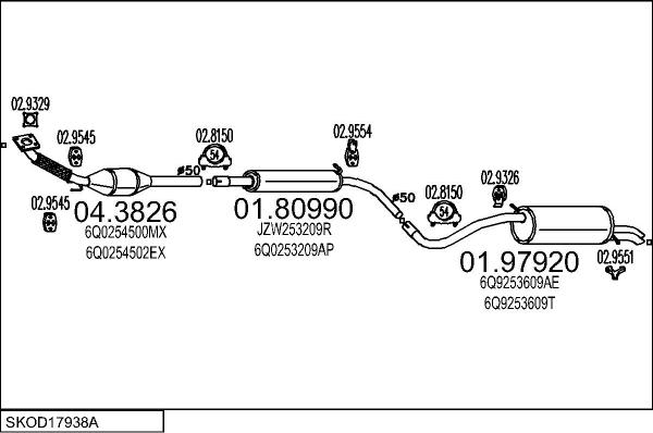 MTS SKOD17938A017397 - Impianto gas scarico autozon.pro