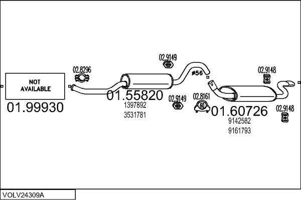 MTS VOLV24309A003985 - Impianto gas scarico autozon.pro