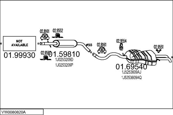 MTS VW0080820A015547 - Impianto gas scarico autozon.pro