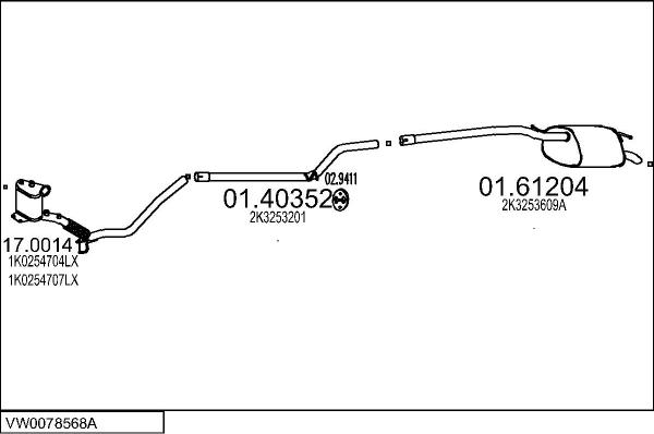 MTS VW0078568A034957 - Impianto gas scarico autozon.pro