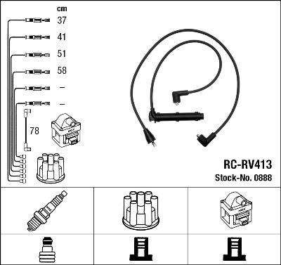 NGK 0888 - Kit cavi accensione autozon.pro