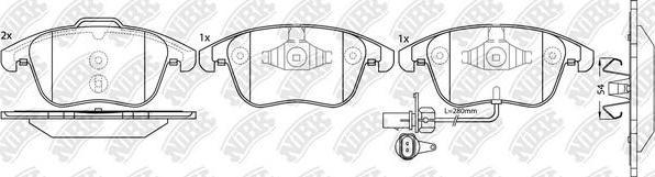 NiBK PN0398W - Kit pastiglie freno, Freno a disco autozon.pro