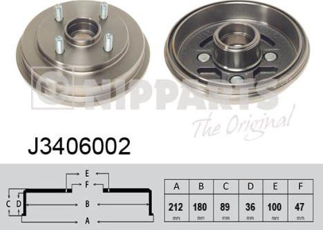 Nipparts J3406002 - Tamburo freno autozon.pro