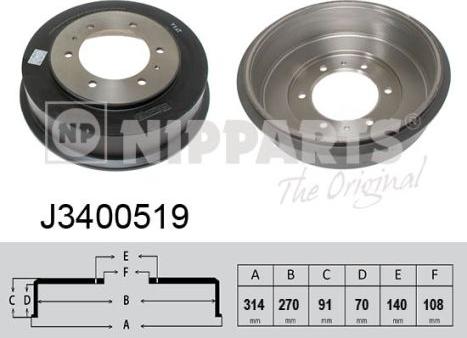 Nipparts J3400519 - Tamburo freno autozon.pro