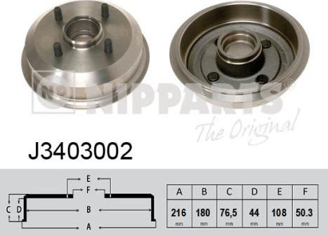 Nipparts J3403002 - Tamburo freno autozon.pro