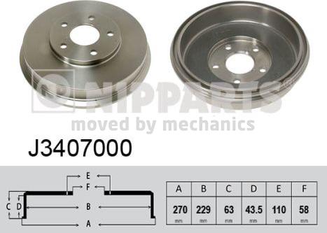 Nipparts J3407000 - Tamburo freno autozon.pro