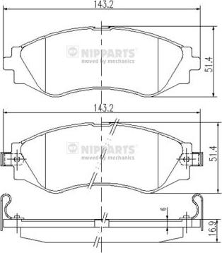 Nipparts J3600902 - Kit pastiglie freno, Freno a disco autozon.pro