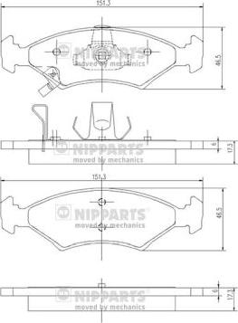 Nipparts J3600301 - Kit pastiglie freno, Freno a disco autozon.pro