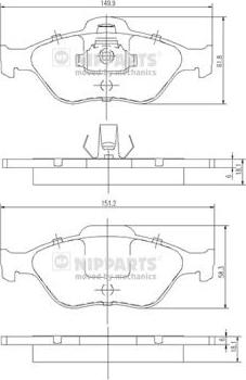 Nipparts J3603065 - Kit pastiglie freno, Freno a disco autozon.pro