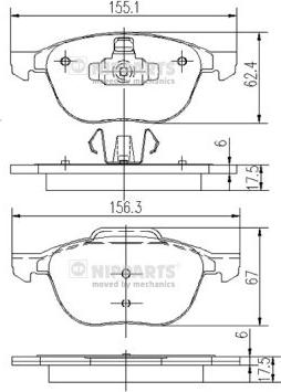 Nipparts J3603063 - Kit pastiglie freno, Freno a disco autozon.pro