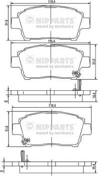 Nipparts J3602088 - Kit pastiglie freno, Freno a disco autozon.pro