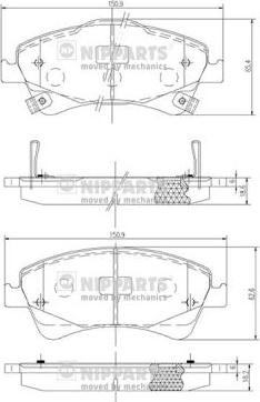 Nipparts J3602123 - Kit pastiglie freno, Freno a disco autozon.pro