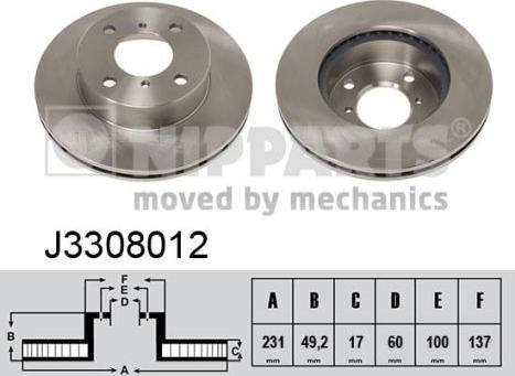 Nipparts J3308012 - Discofreno autozon.pro