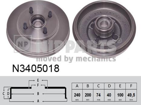 Nipparts N3405018 - Tamburo freno autozon.pro