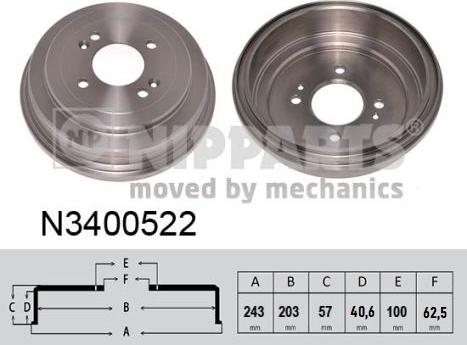 Nipparts N3400522 - Tamburo freno autozon.pro