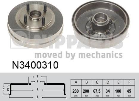 Nipparts N3400310 - Tamburo freno autozon.pro