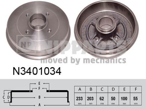 Nipparts N3401034 - Tamburo freno autozon.pro