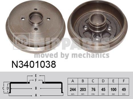 Nipparts N3401038 - Tamburo freno autozon.pro