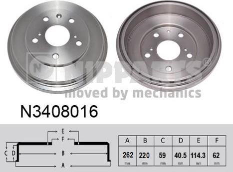 Nipparts N3408016 - Tamburo freno autozon.pro