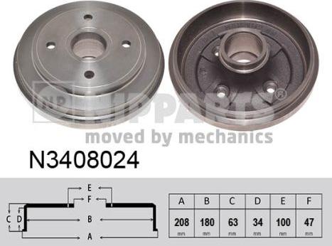 Nipparts N3408024 - Tamburo freno autozon.pro