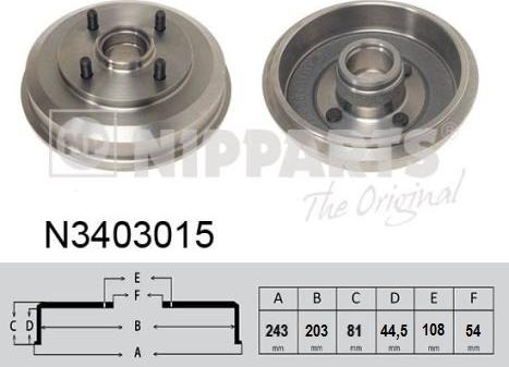 Nipparts N3403015 - Tamburo freno autozon.pro