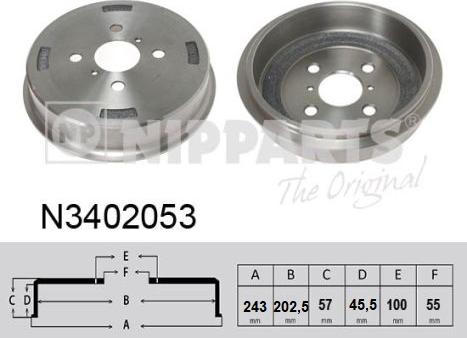 Nipparts N3402053 - Tamburo freno autozon.pro