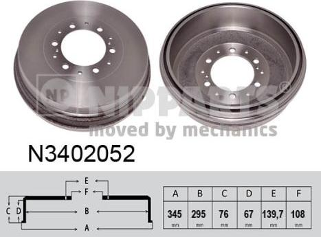 Nipparts N3402052 - Tamburo freno autozon.pro