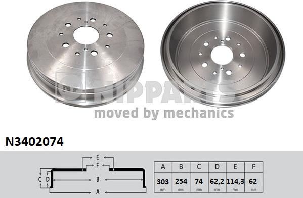 Nipparts N3402074 - Tamburo freno autozon.pro