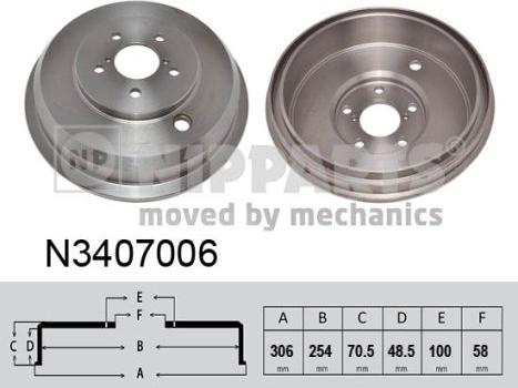 Nipparts N3407006 - Tamburo freno autozon.pro