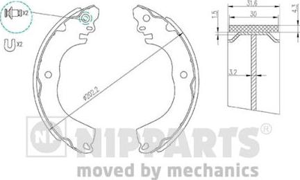 Nipparts N3505049 - Kit ganasce freno autozon.pro