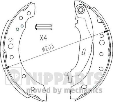 Nipparts N3505043 - Kit ganasce freno autozon.pro