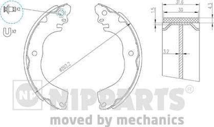 Nipparts N3501058 - Kit ganasce, Freno stazionamento autozon.pro