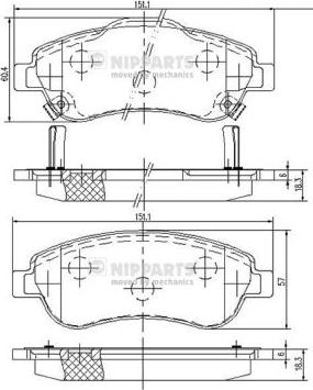 Nipparts N3604066 - Kit pastiglie freno, Freno a disco autozon.pro