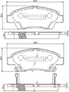 Nipparts N3604068 - Kit pastiglie freno, Freno a disco autozon.pro