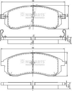 Nipparts N3605052 - Kit pastiglie freno, Freno a disco autozon.pro