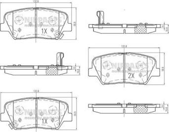 Nipparts N3600554 - Kit pastiglie freno, Freno a disco autozon.pro