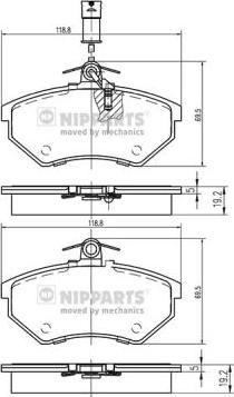 Nipparts N3600800 - Kit pastiglie freno, Freno a disco autozon.pro