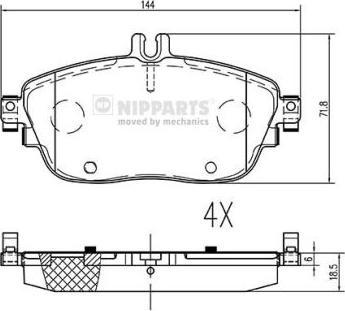 Nipparts N3601114 - Kit pastiglie freno, Freno a disco autozon.pro