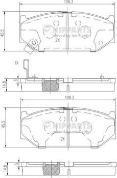 Nipparts N3608031 - Kit pastiglie freno, Freno a disco autozon.pro