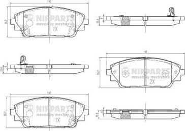 Nipparts N3603076 - Kit pastiglie freno, Freno a disco autozon.pro