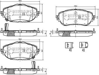 Nipparts N3602150 - Kit pastiglie freno, Freno a disco autozon.pro