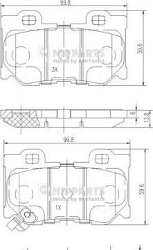 Nipparts N3611053 - Kit pastiglie freno, Freno a disco autozon.pro