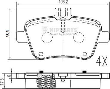 Nipparts N3611063 - Kit pastiglie freno, Freno a disco autozon.pro